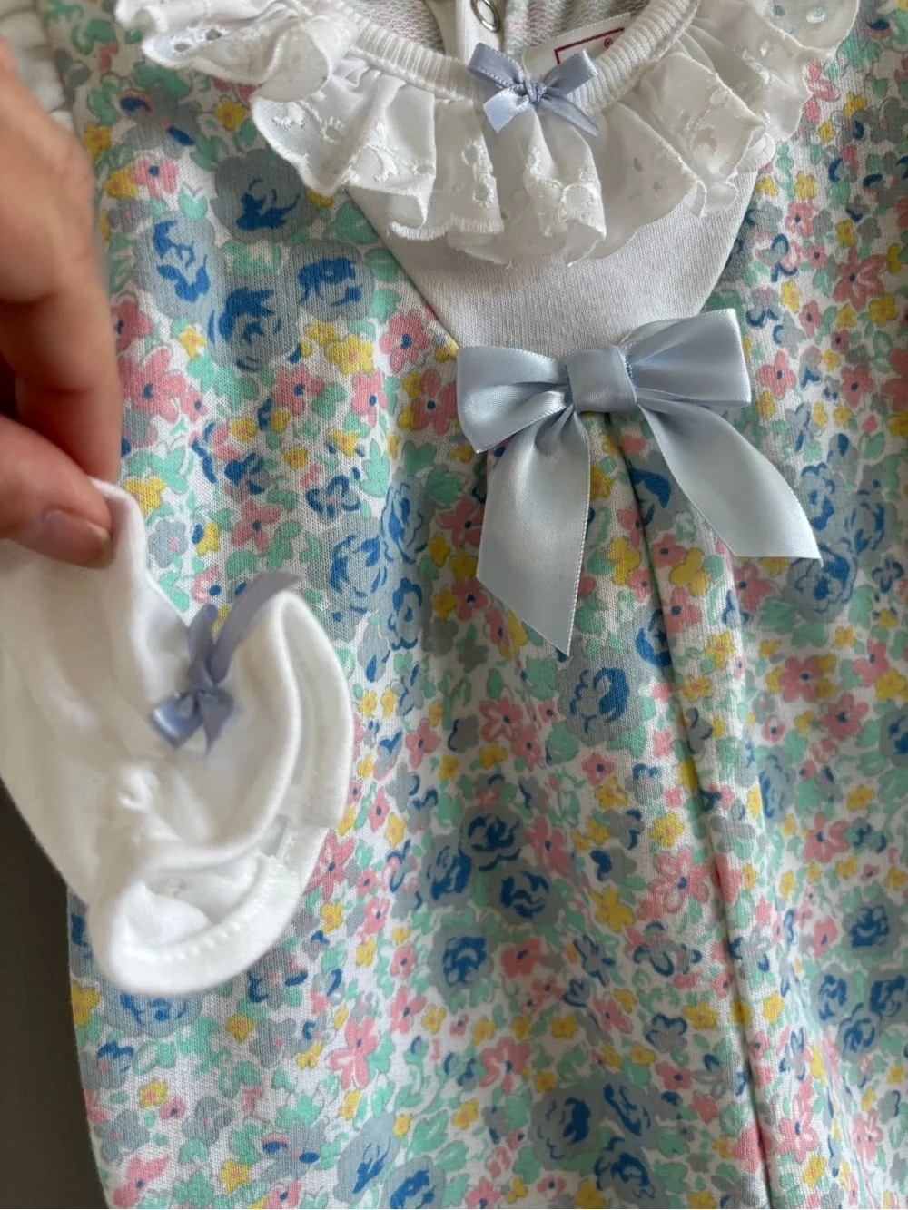 VTG Buster Brown Baby Floral One-Piece Romper with White Ruffle Collar 3-6 m